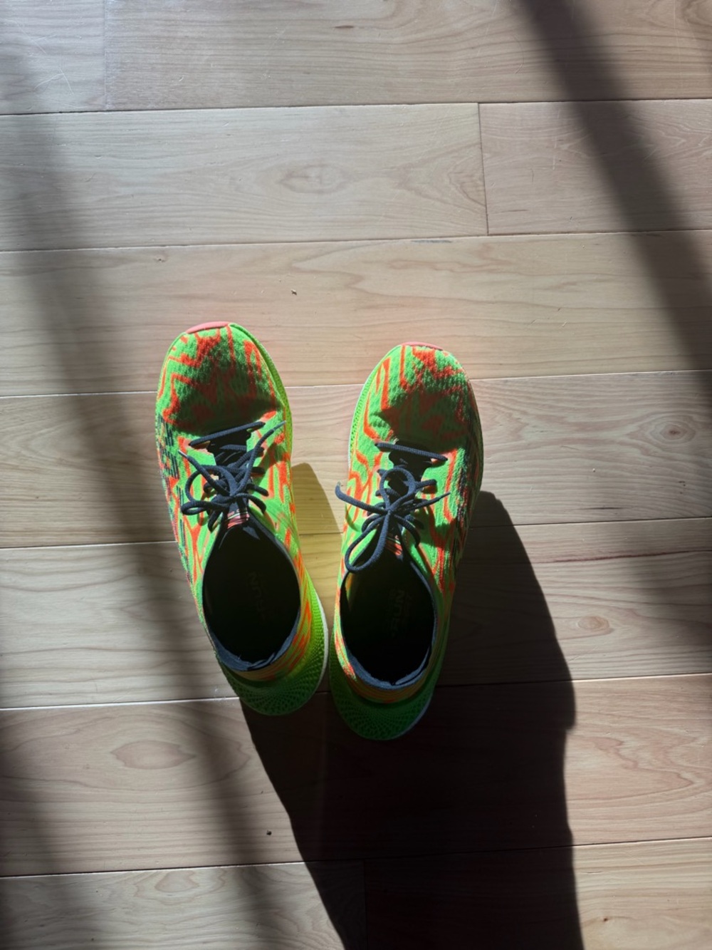 Neon Green & Orange Knit Athletic Shoes